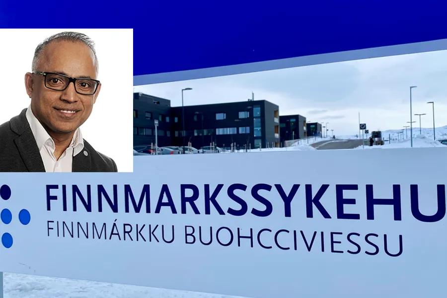 Kandiah innfelt i bilde fra Kirkenes sykehus.