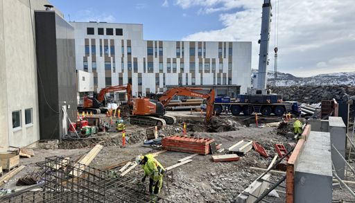 Bilde fra byggingen av helipad til Hammerfest sykehus.