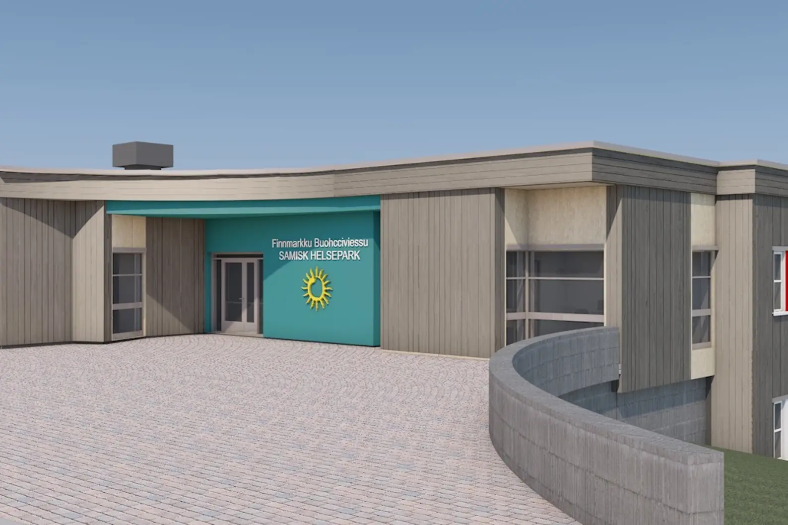 Arkitektens tegning for hovedinngang Samisk helsepark